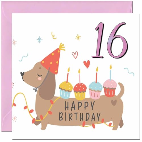 Birthday Card for Kids - Cute Sausage Dog Dachshund