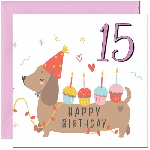 Birthday Card for Kids - Cute Sausage Dog Dachshund