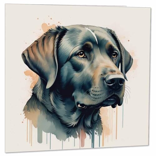 Black Labrador Dog Greeting Card 145 x 145mm Labrador Birthday Card