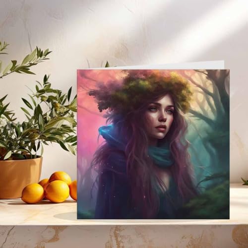 Forest Witch Greeting Card - Woodland Girl Woman Nature Her 145 x 145mm