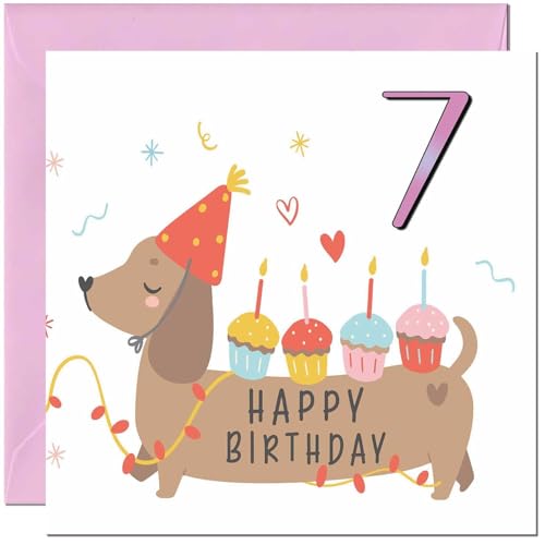 Birthday Card for Kids - Cute Sausage Dog Dachshund