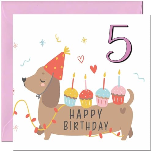 Birthday Card for Kids - Cute Sausage Dog Dachshund