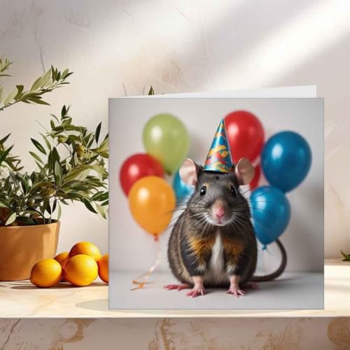 Rat Birthday Card Cute Rat 145 x 145mm