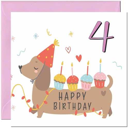 Birthday Card for Kids - Cute Sausage Dog Dachshund