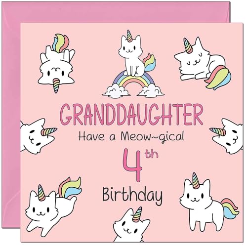 Granddaughter Birthday Card - Funny Cat Cute Granddaughters