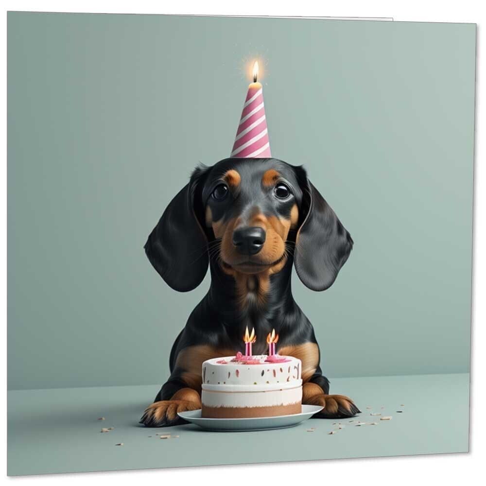 Funny Dachshund Birthday Card 145mm x 145mm