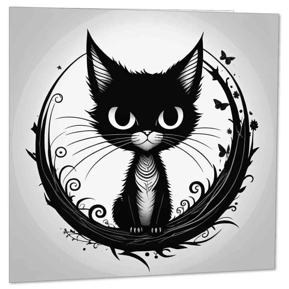 Black Cat Greeting Card Goth kitty Birthday Card 145 x 145mm