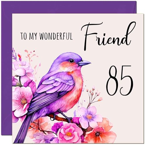 Friend Birthday Card - Purple Watercolour Bird Friends