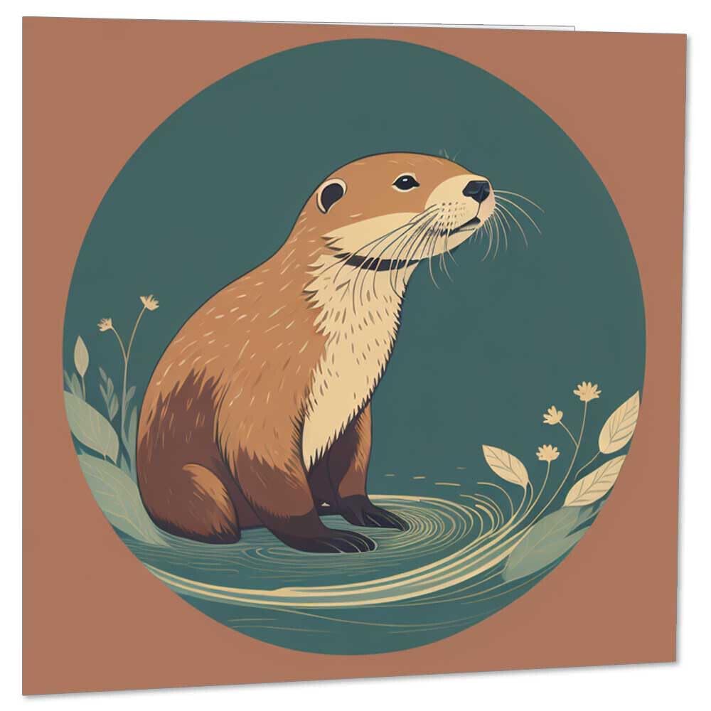 Otter Greeting Card Otters birthday card 145 x 145mm