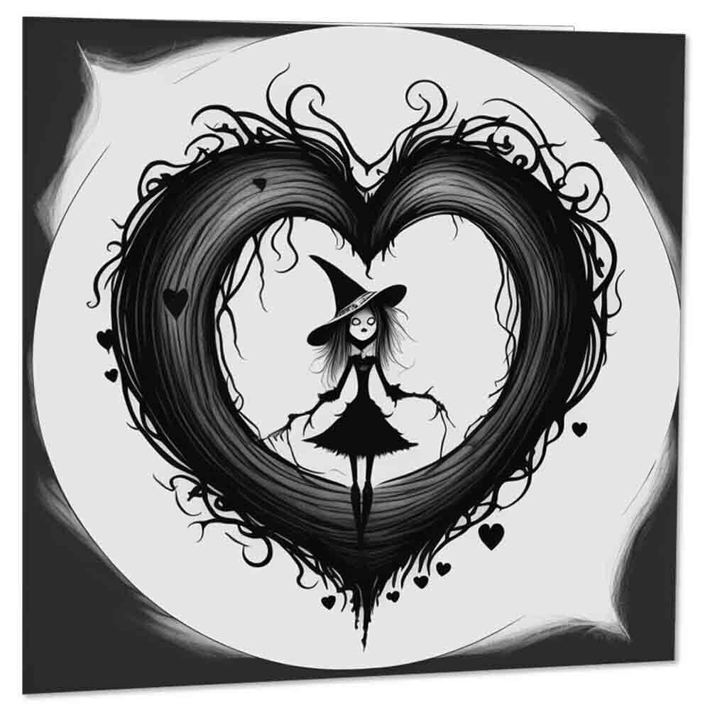 Gothic Heart Witch Greeting Card 145 x 145mm