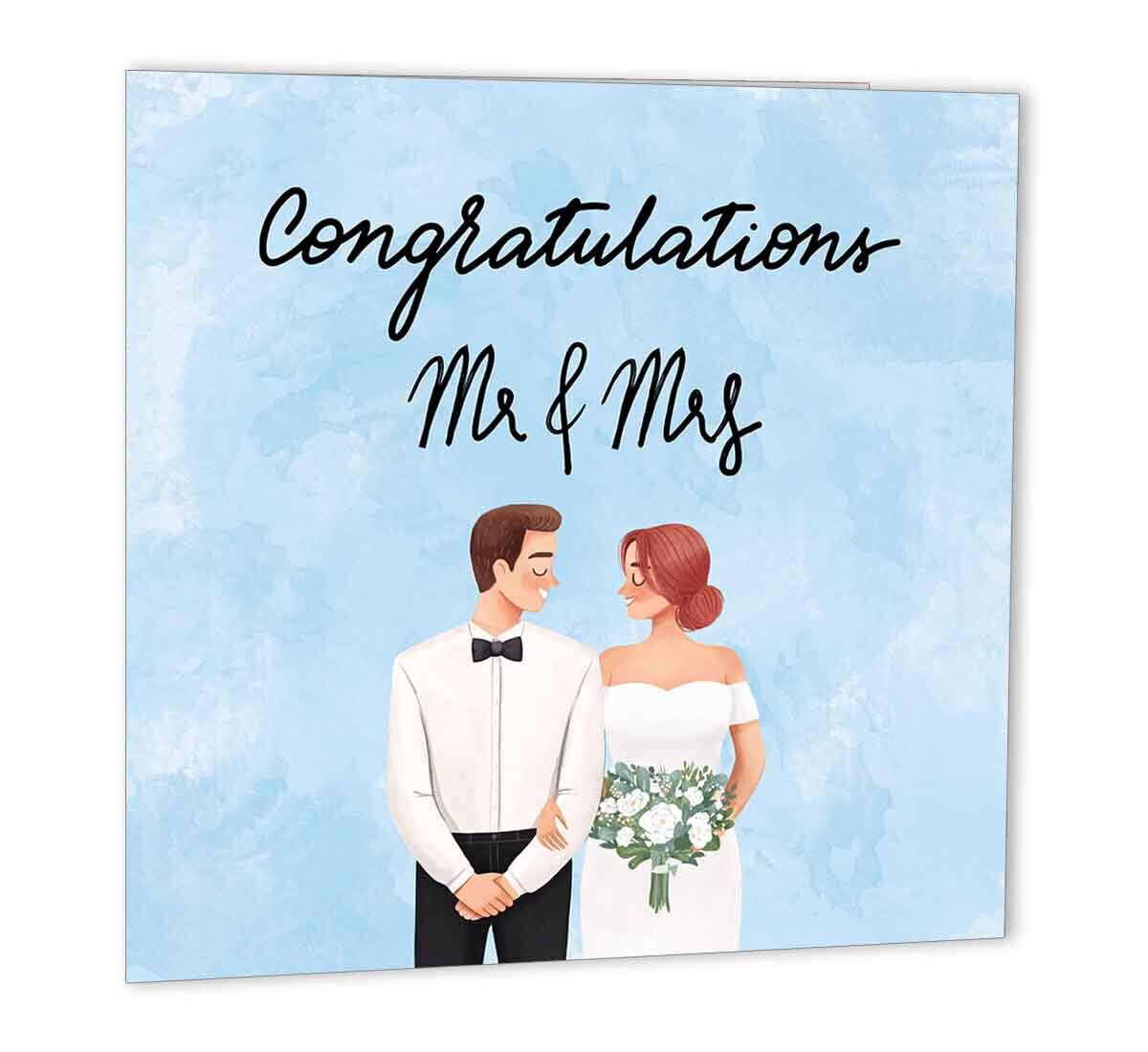Congratulations MR & MRS Wedding Card 147 x 147mm Newlyweds Congrats Married