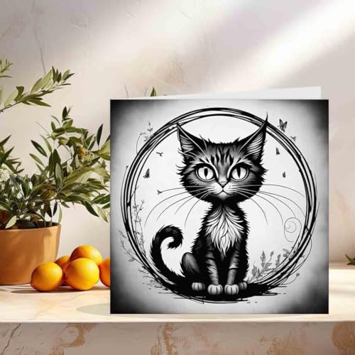 Gothic Black Cat Greeting Card Birthday Card 145 x 145mm