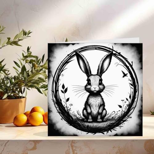 Gothic Rabbit Greeting Card Gothic Bunny Birthday Card 145 x 145mm