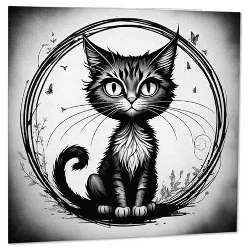 Gothic Black Cat Greeting Card Birthday Card 145 x 145mm
