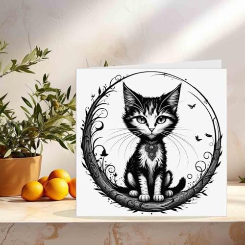 Gothic Cat Greeting Card Gothic Kitty Birthday Card 145 x 145mm