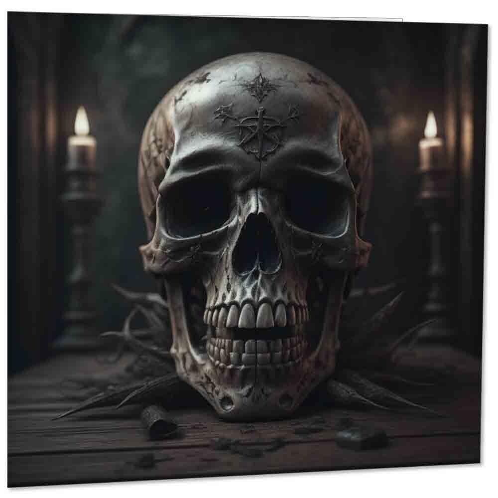 Skull Greeting Card - Gothic Skull Skeleton Card 145mm x 145mm