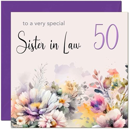 Sister in Law Birthday Card - Purple Floral