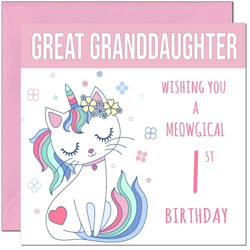 Great Granddaughter Birthday Card - Meowgical Funny Cat