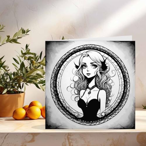 Cute Gothic Girl Birthday Card, Alternative Card For Her Teens Girl 145 x 145mm