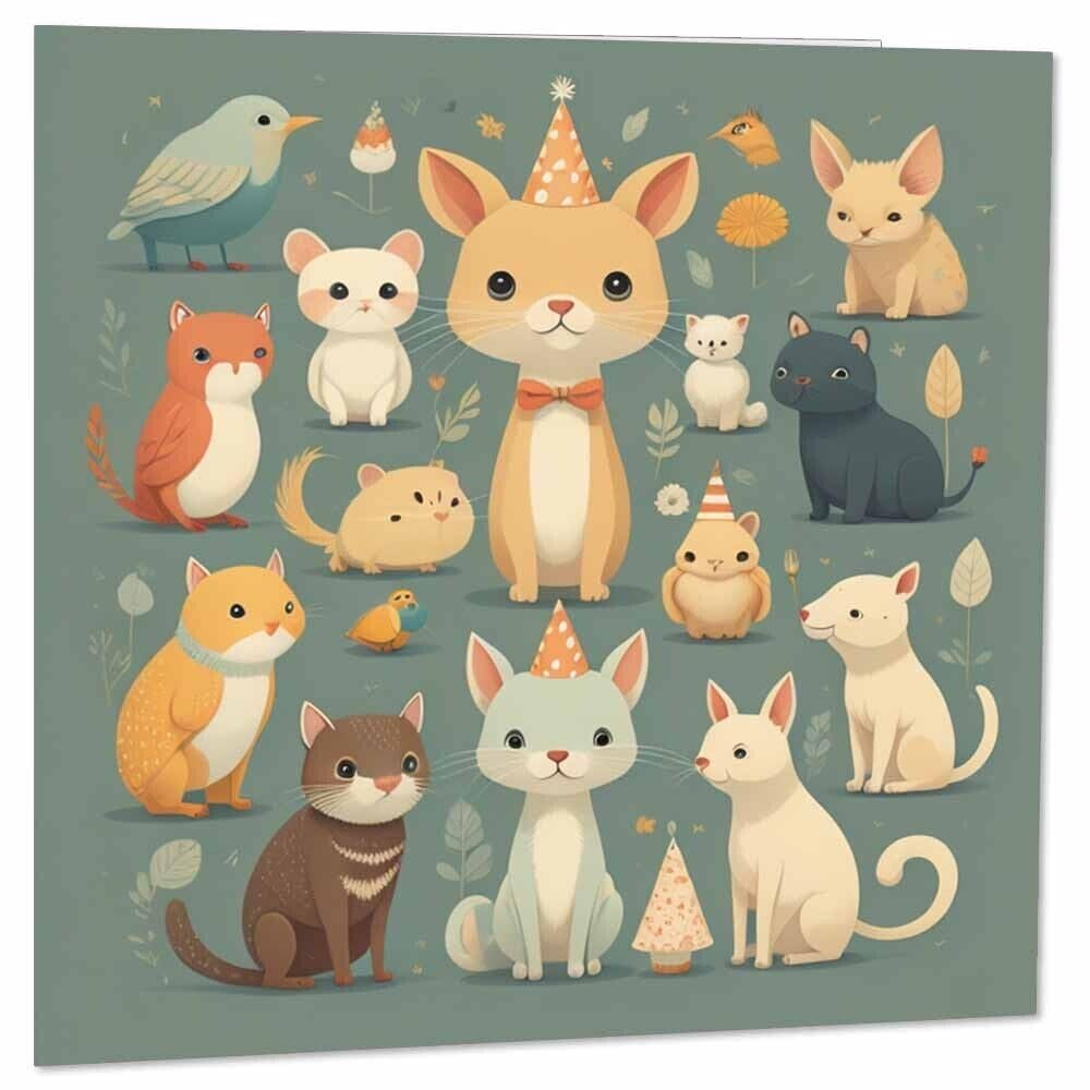 Cute Animals Birthday Card for Kids Birthday Cards Children 145 x 145mm