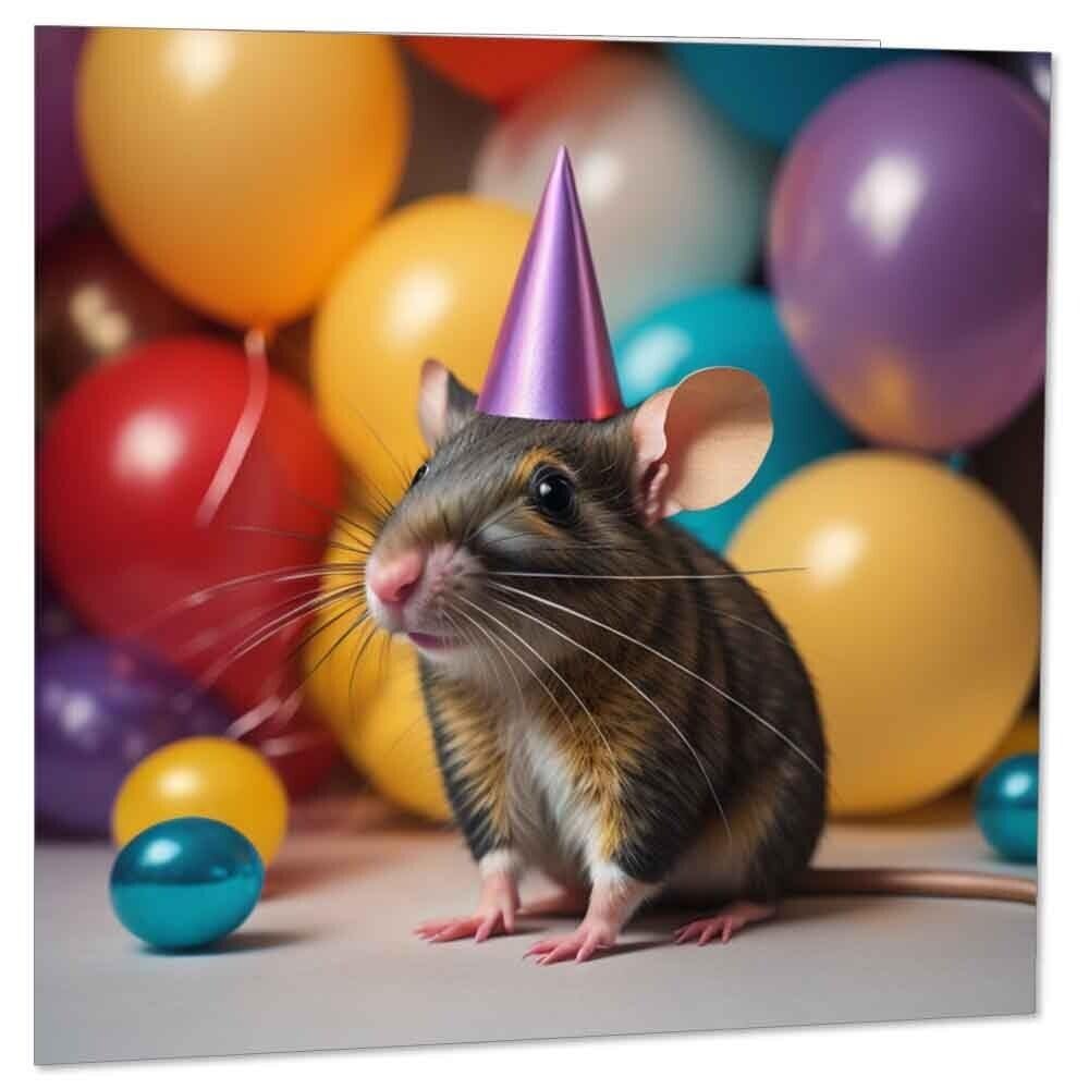 Cute Rat Birthday Card 145 x 145mm