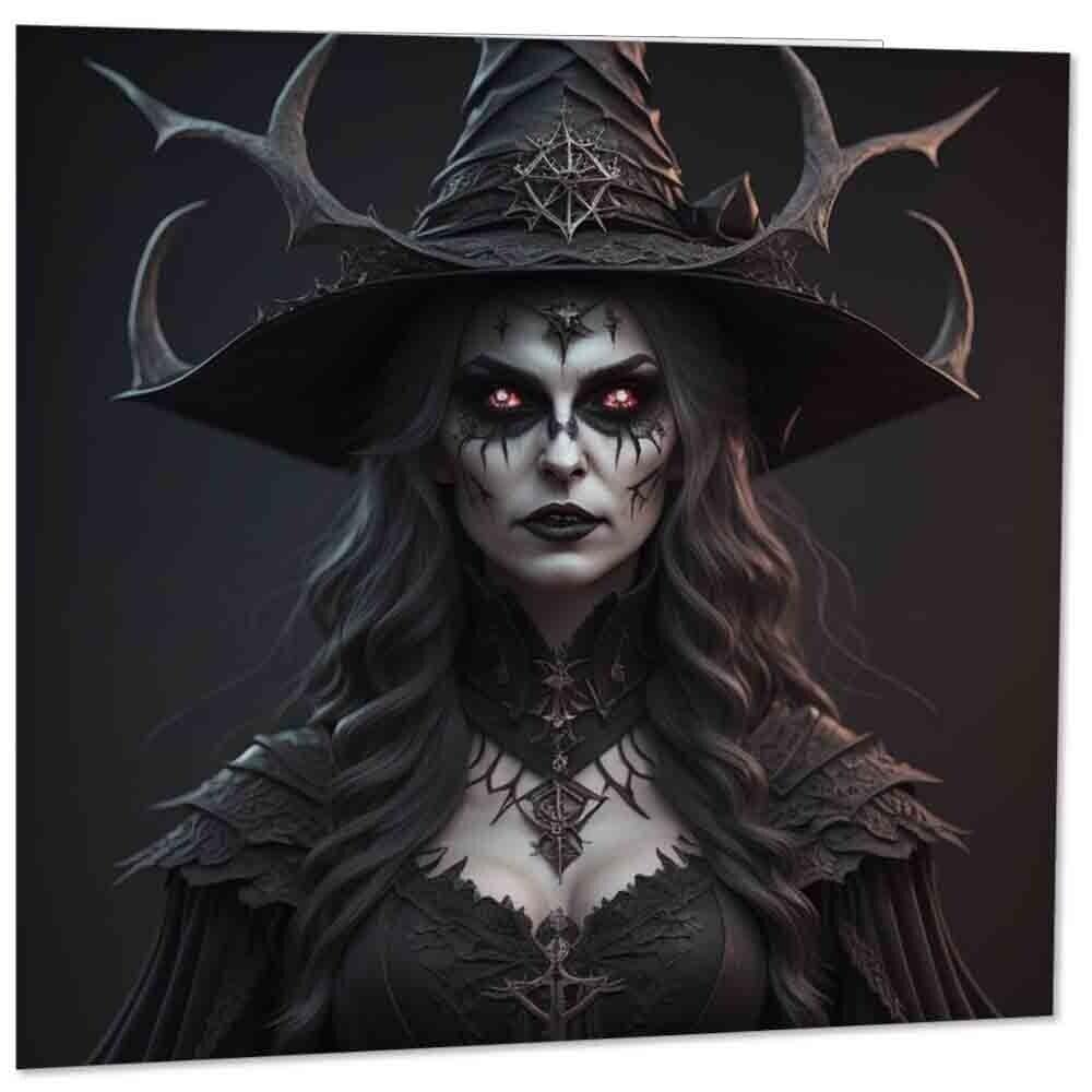 Witch Greeting Card - Gothic Dark Goth Evil Witch Birthday Card 145mm x 145mm