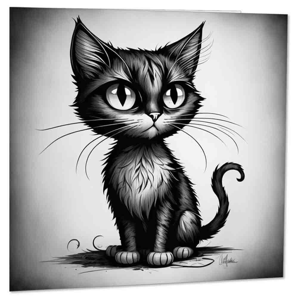 Cute Gothic Cat Greeting Card 145 x 145mm