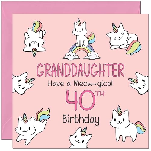Granddaughter Birthday Card - Funny Cat Cute Granddaughters