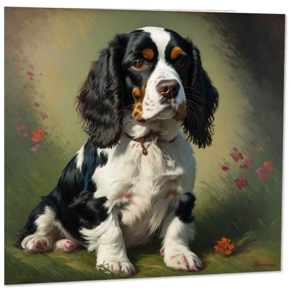 English Springer Spaniel Greeting Card - Dog illustration 145mm x 145mm