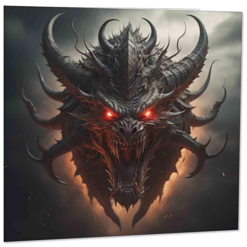 Demon Head Greeting Card 145mm x 145mm