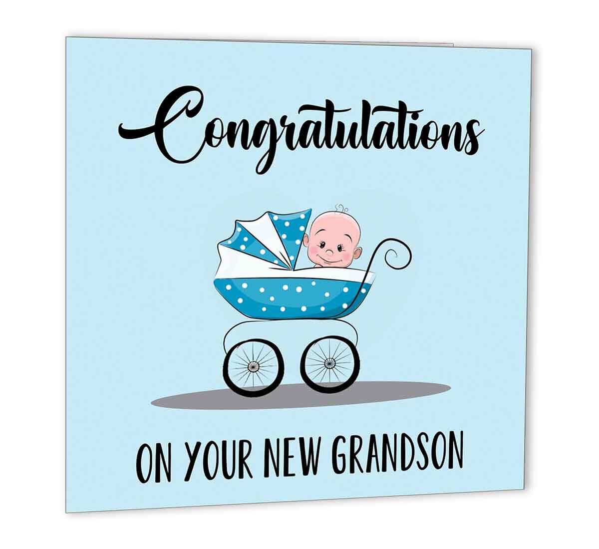 Congratulations New Grandson New Baby Card for New Grandparents Grandad Nanny