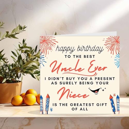 Uncle Birthday Card From Niece - Funny Uncle birthday card 145 x 145mm