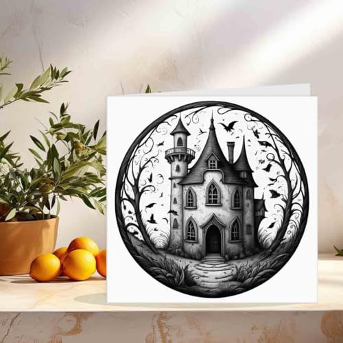 Creepy Spooky Haunted House Gothic Greeting Card 145 x 145mm