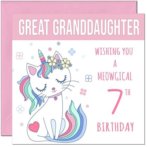 Great Granddaughter Birthday Card - Meowgical Funny Cat
