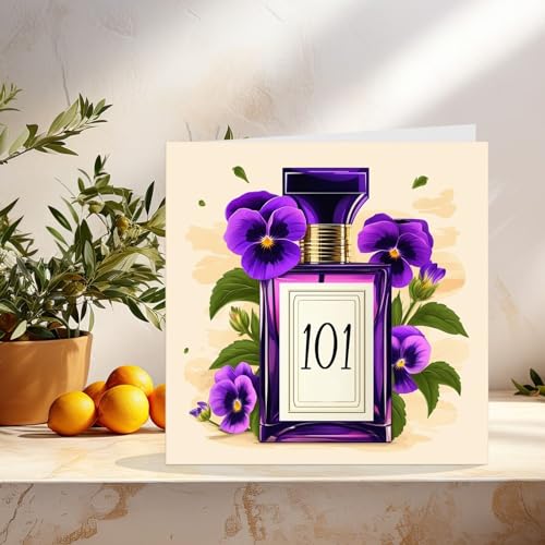 Birthday Card for women - Purple Pansy Flower Bottle - Beautiful