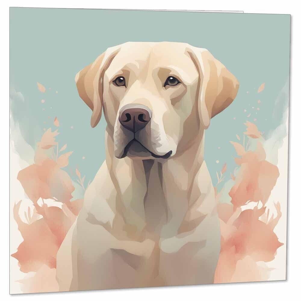 Labrador Dog Greeting Birthday Cards 145 x 145mm Beautiful Yellow Lab Card