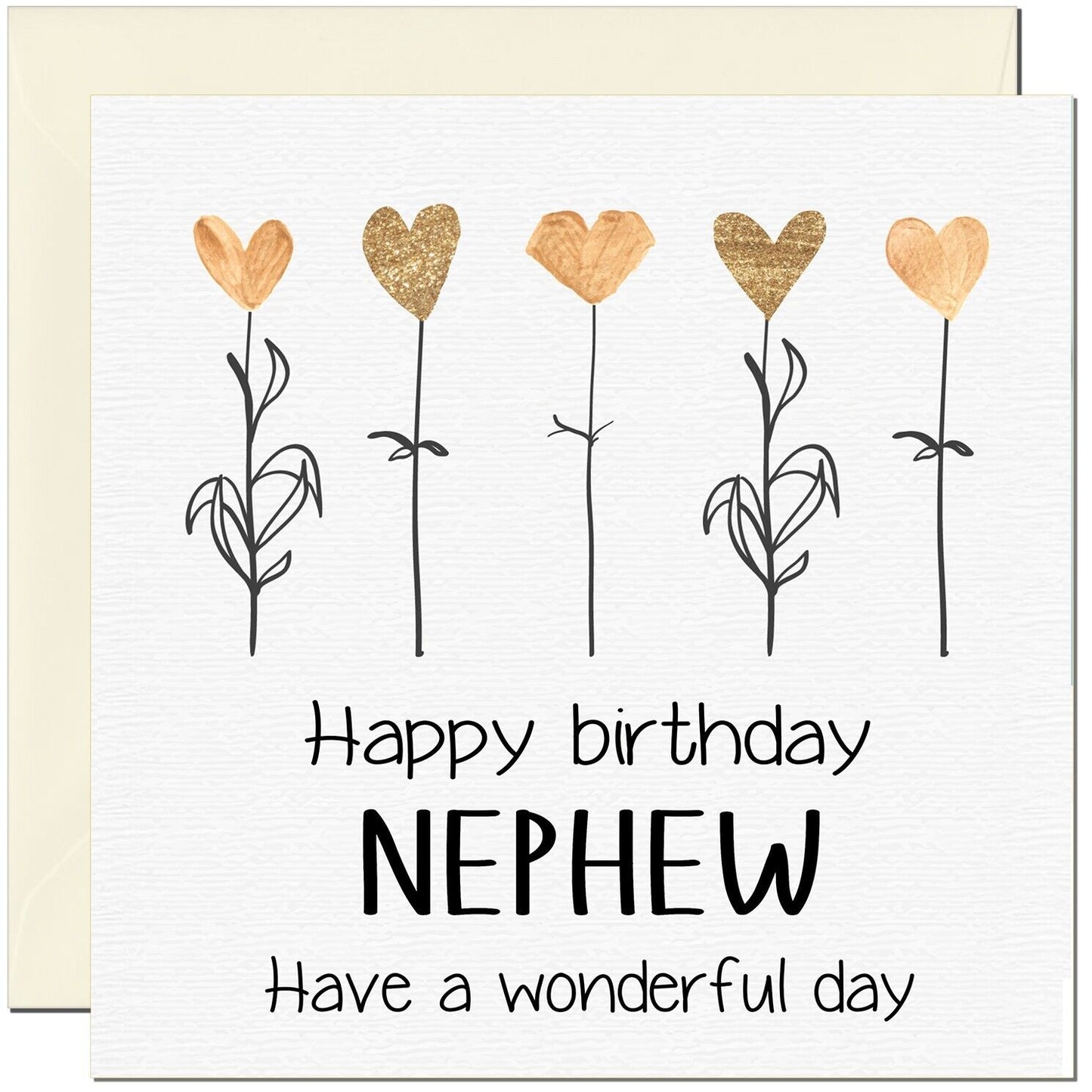 Birthday Card - Eco Friendly Elegant Heart Flowers Beautiful
