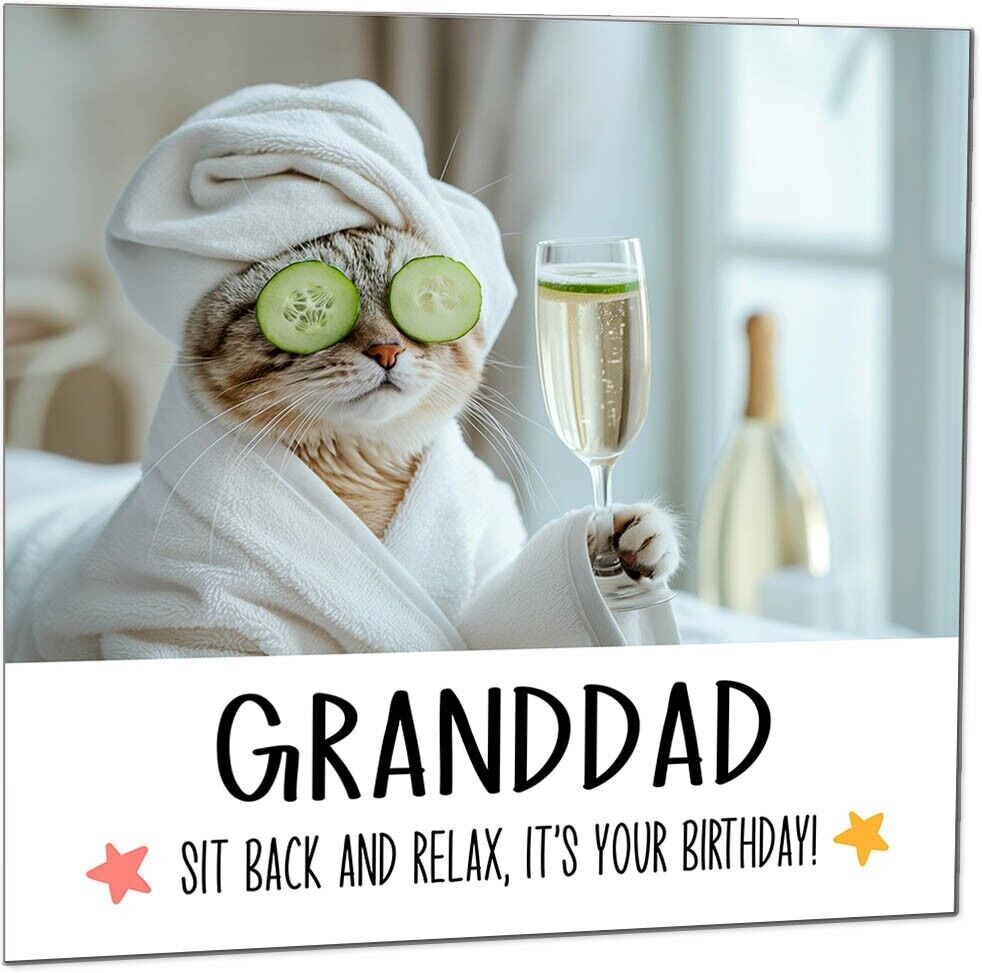 Birthday Card - Sit back and Relax Cat Spa - Funny
