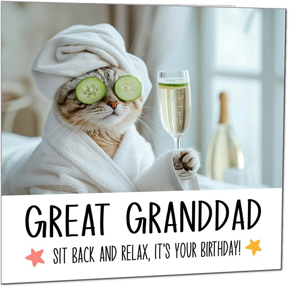 Birthday Card - Sit back and Relax Cat Spa - Funny