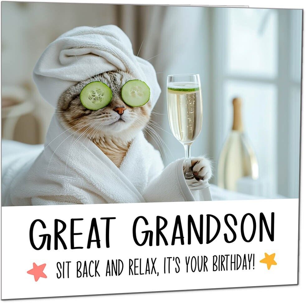 Birthday Card - Sit back and Relax Cat Spa - Funny