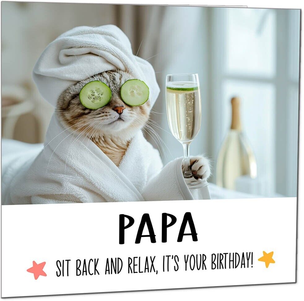 Birthday Card - Sit back and Relax Cat Spa - Funny