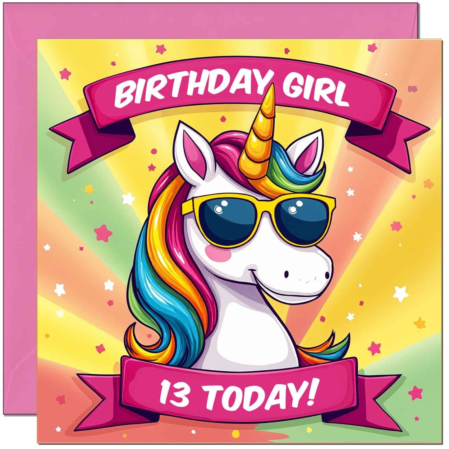 Birthday Card for Girls - Cool Unicorn Kids Girls