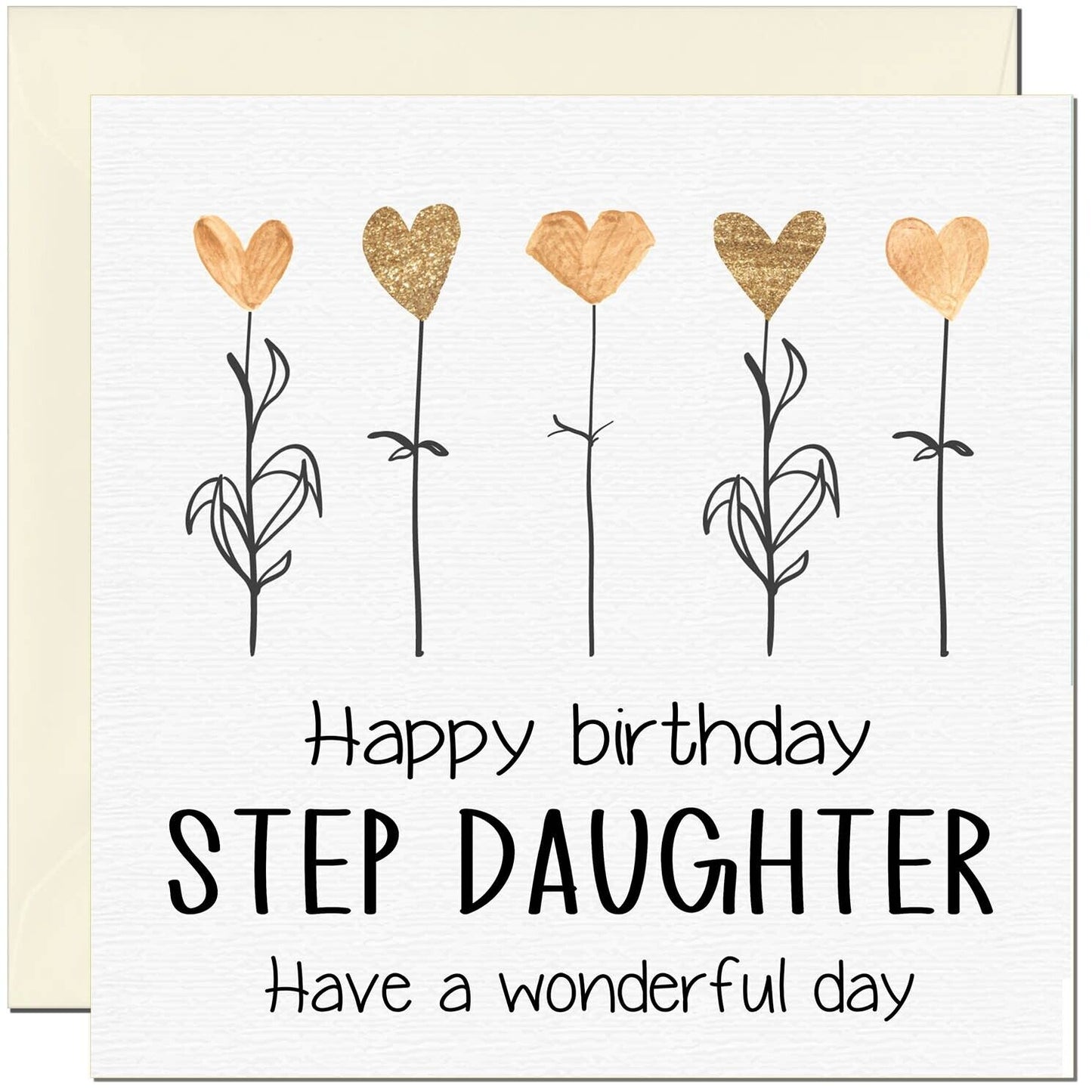 Birthday Card - Eco Friendly Elegant Heart Flowers Beautiful
