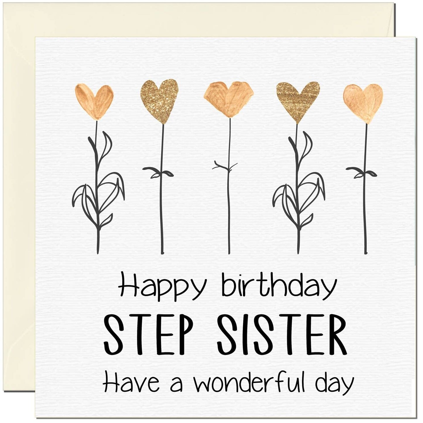 Birthday Card - Eco Friendly Elegant Heart Flowers Beautiful