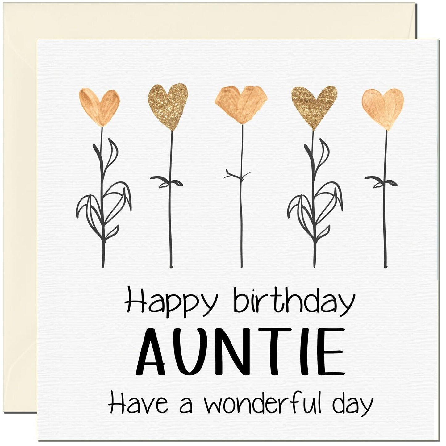 Birthday Card - Eco Friendly Elegant Heart Flowers Beautiful
