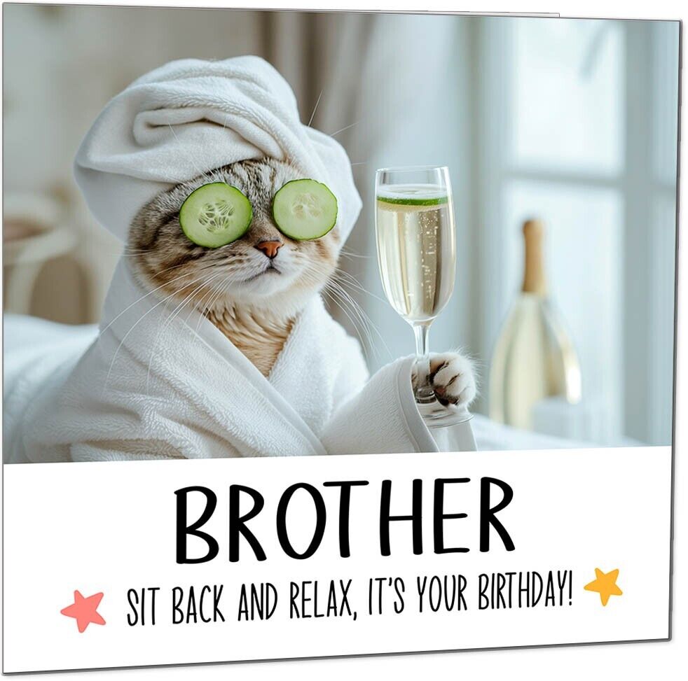 Birthday Card - Sit back and Relax Cat Spa - Funny