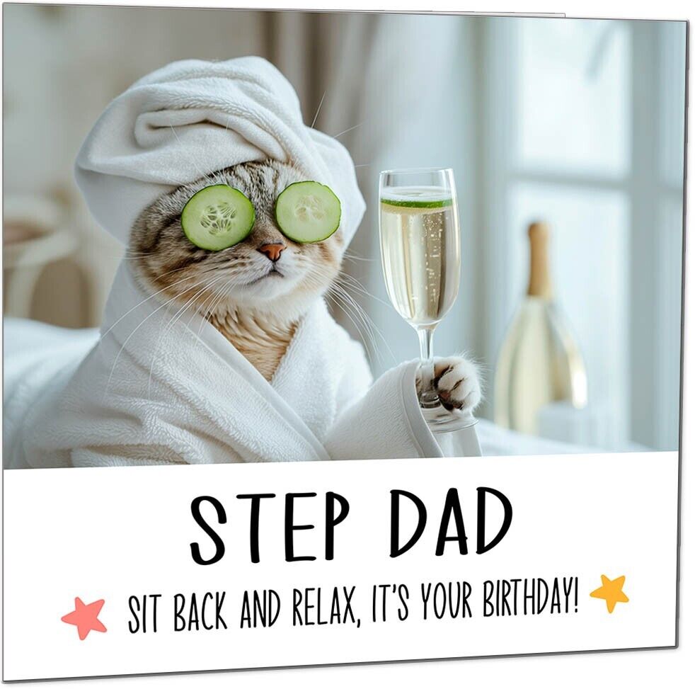 Birthday Card - Sit back and Relax Cat Spa - Funny