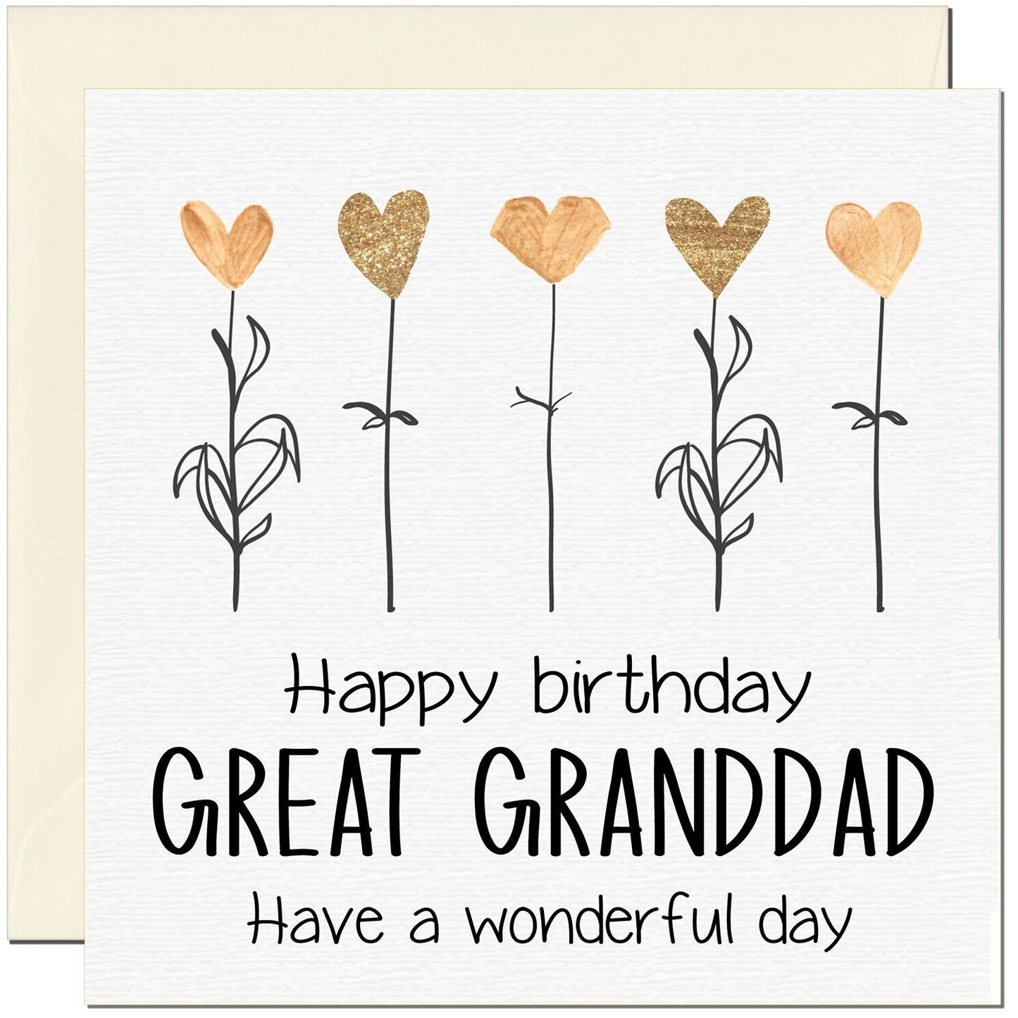 Birthday Card - Eco Friendly Elegant Heart Flowers Beautiful