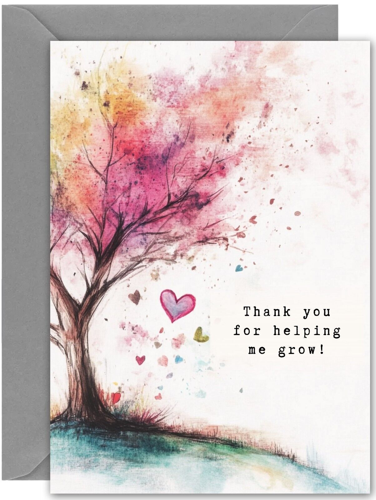 Teacher Thank You Card - Watercolour Tree - Beautiful Thankyou card for teacher