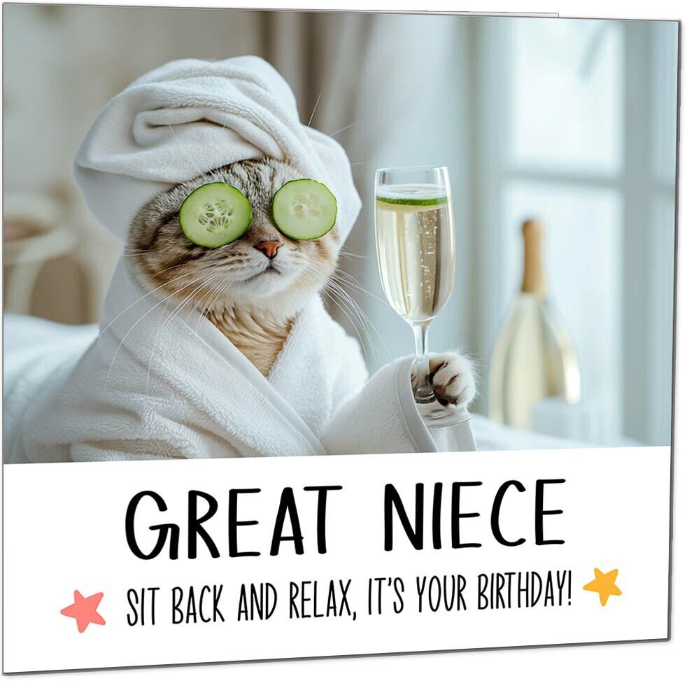 Birthday Card - Sit back and Relax Cat Spa - Funny